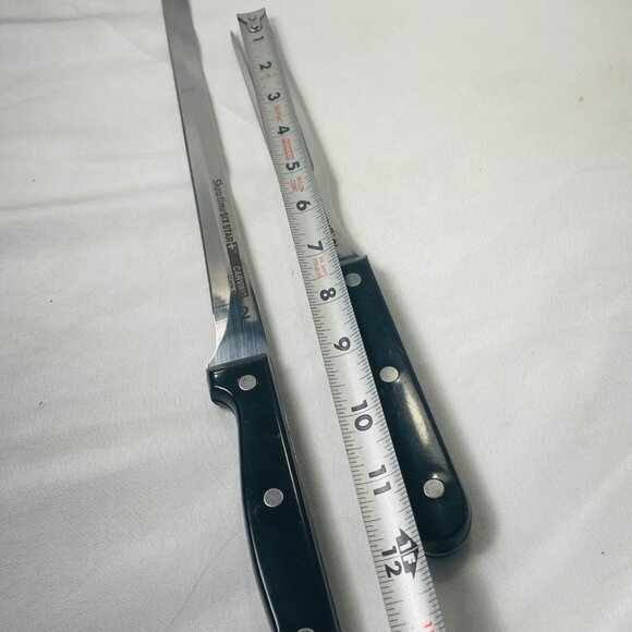 Showtime Six Star+ Carving Knife & Fork Set Stainless Steel Black Handles #2 &12 - Picture 10 of 10